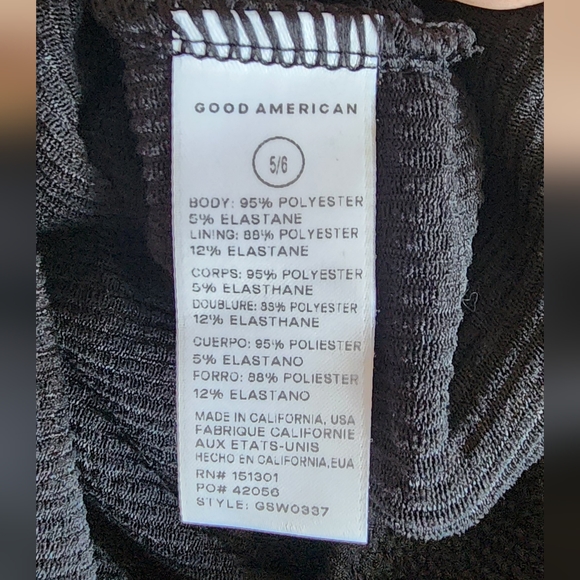 Good American ribbed one-piece swimsuit 5/6 2xl / 3xl womens black NWOT - Picture 2 of 4